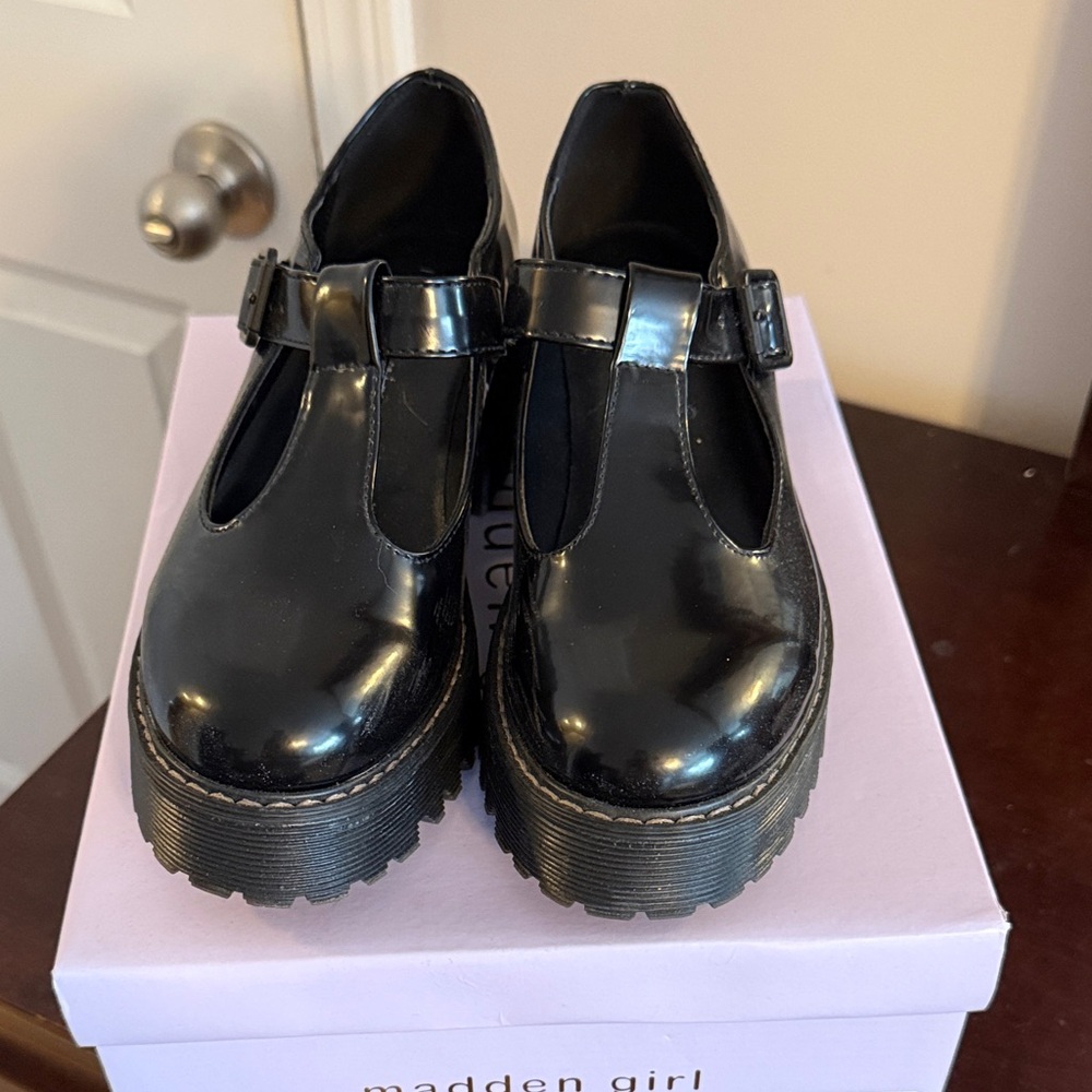 Madden Girl Glossy Black Platform Shoes